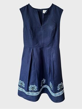 SACHIN & BABI navy linen blend midi dress.